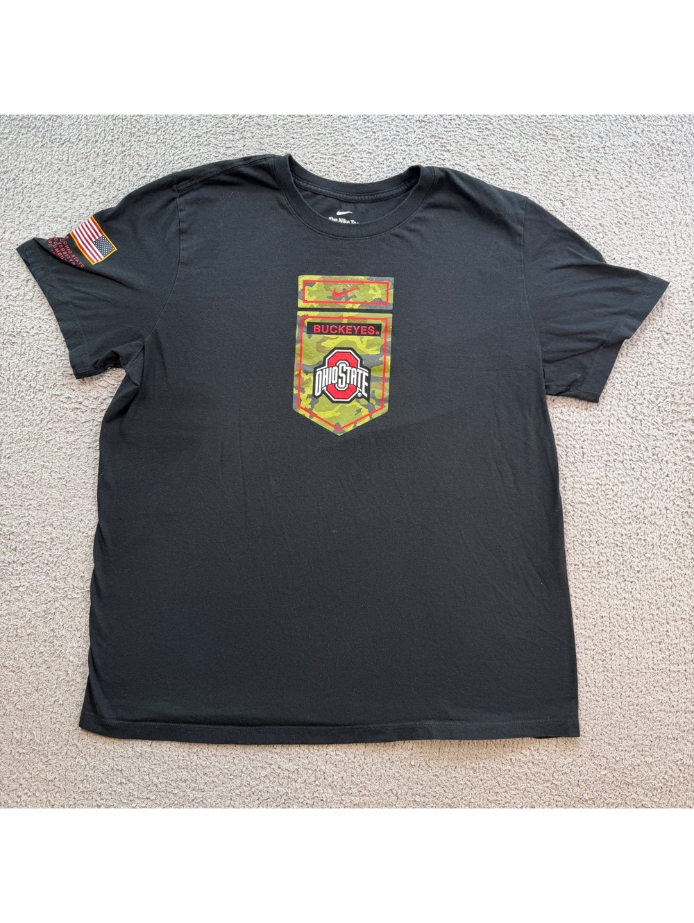 Nike Ohio State Buckeyes Military Appreciation Camo Pocket T-Shirt Black Mens XL